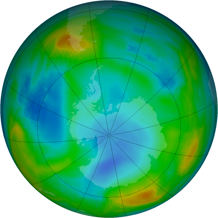 Antarctic ozone map for 20 June 1983